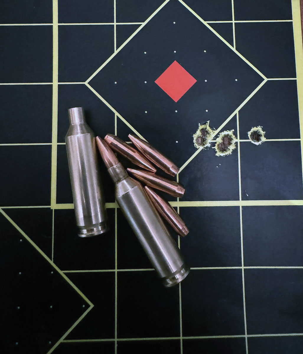 Group results for the Hornady 68-grain Boat Tail Hollow Point with SW-4350 powder. The group was .86 inch at 100 yards.